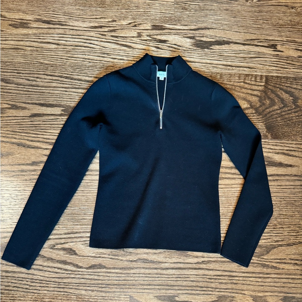 A.L.C. Black zip up mock neck fitted sweater size XS